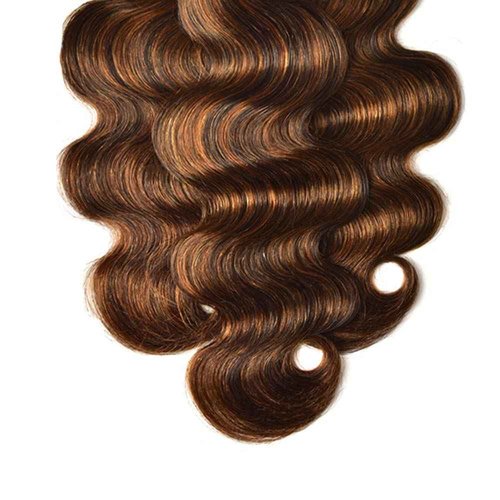 Fabimiya Human Hair Bundles 16 18 20 Inch Chocolate Brown P4/30 Body Wave Bundles Human Hair 100% Unprocessed Soft Sewn In Hair with Double Weft for Black Women