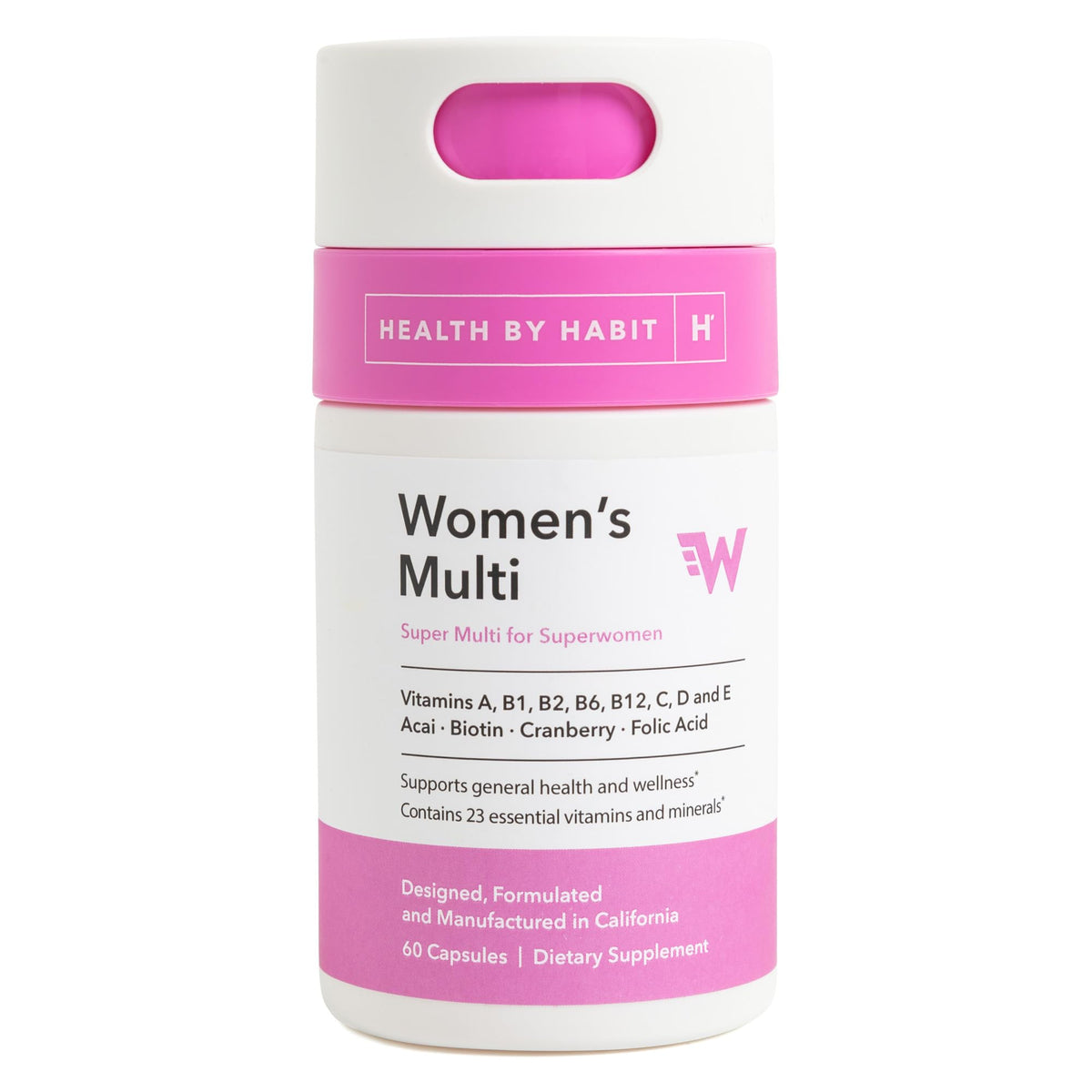 Health by Habit Womens Multi Supplement (60 Capsules) - 23 Essential Vitamins and Minerals, Supports General Health & Wellness, Non-GMO, Sugar Free (1 Pack)