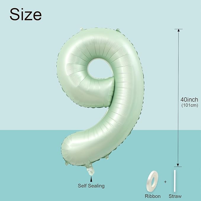40 Inch Olive Green Large Number Balloons 0-9, Number 9 Balloons Foil Mylar Big Number Balloons, Helium Number Balloons Decorations For Birthday, Anniversary Events, Wedding Party