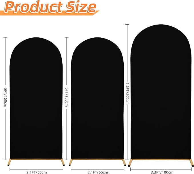 Arch Covers,Arch Backdrop Stand Fitted Cover for Wedding Birthday Party Ceremony Banquet Decoration(7.2FT,Black,Cover Only)