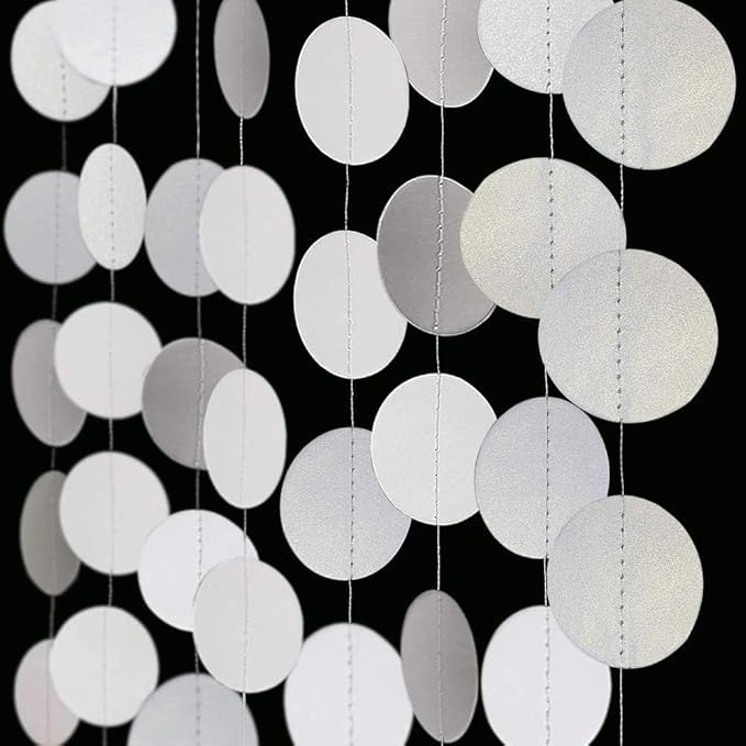 Cheerland White Circle Garland White Party Decorations Winter Wonderland Hanging Streamers Backdrop Banner Bday Birthday Baby Shower Bachelorette Bridal Shower Wedding Party Decor Christmas Decoration