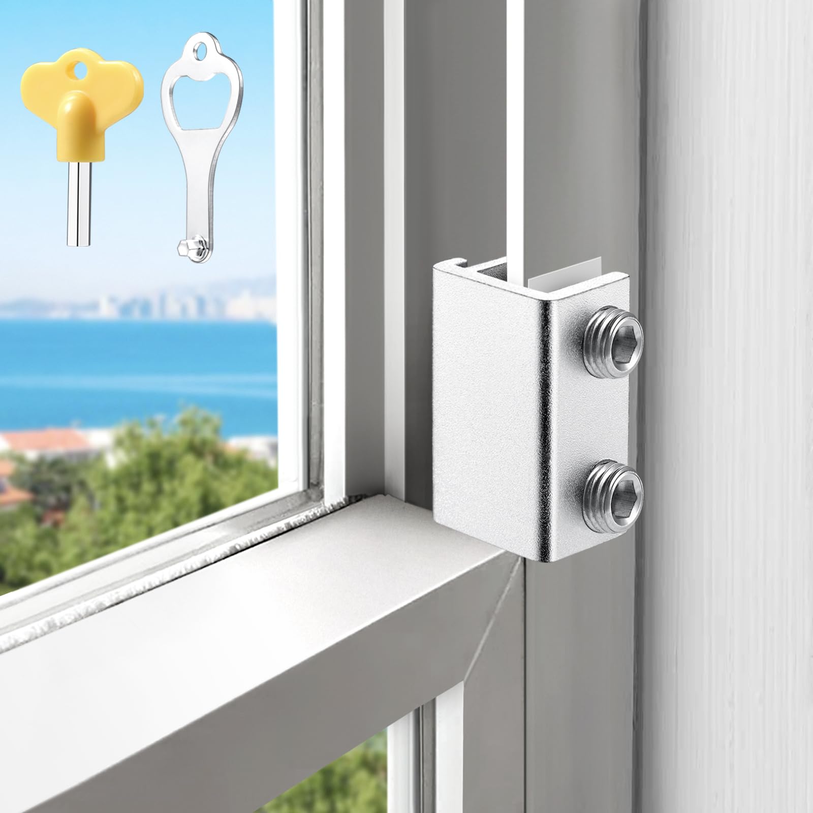 HYIEOU Sliding Window Locks (6 Sets), Secure Window Lock with Key, Window Locks for Up and Down Windows & Horizontal Sliding Windows, Adjustable Window Lock, Sturdy and Durable, Does Not Deform.