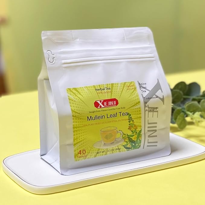 Mullein Leaf Tea - 2.2g*40 TeaBags - Re-usable for Brew - for Detox & Lungs - 100% Natural Mullein Mullein Leaf & Stem & Flower - Non-GMO - Caffeine-free - Eco-Conscious Tea Bags