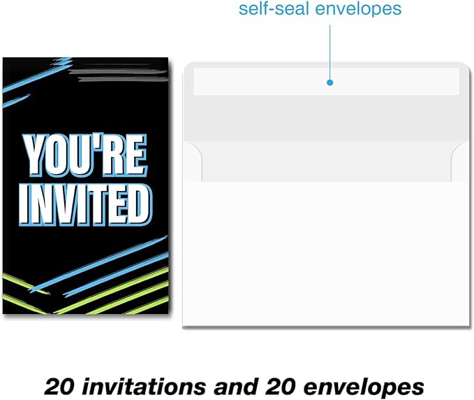 Soiceu Teen Boy Birthday Invitations Bruh Birthday Party Invites with Envelopes Set of 20