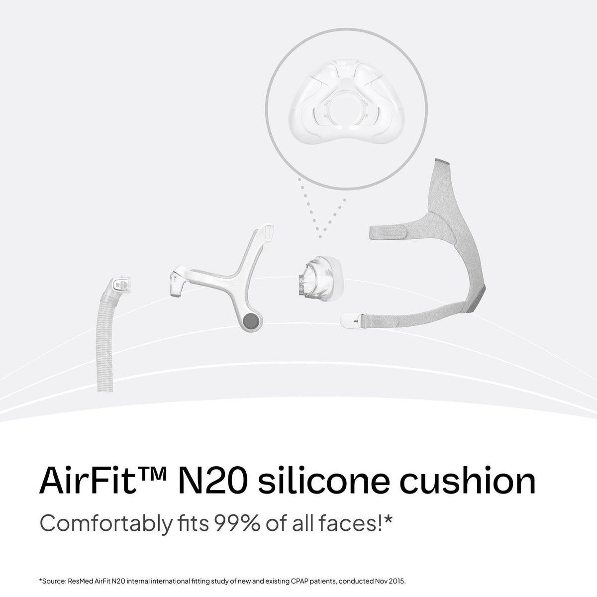 ResMed AirFit N20 Cushion - Nasal CPAP Mask Cushion Replacement - InfinitySeal Design - Soft Silicone - CPAP Accessories - Large. Frame System and Full face Cushion are not Included.