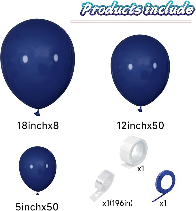 KAWKALSH Navy Blue Balloon Arch Kit 111Pcs 18 12 5 Inch Latex Party Balloons Garland for Birthday Baby Shower Wedding Engagement Anniversary Christmas Party Decorations