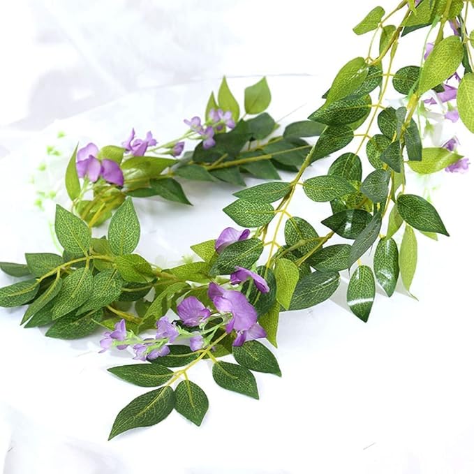 Wisteria Garland 5pack 33Ft Artificial Fake Wisteria Vine Hanging Flowers Fake Vines Plants (Purple)