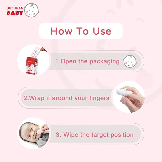 Baby Mouth Wipes Cotton Pure Water, Baby Finger Toothbrush Newborn Unscented Sensitive, Lint Free, Baby Oral Care For Baby Gums, Teeth and Tongue Cleaning, Individually Wrapped 120 Packs