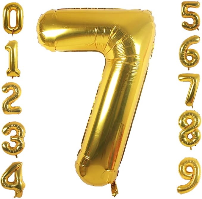 gold Foil Balloons Number 7, 42 inch