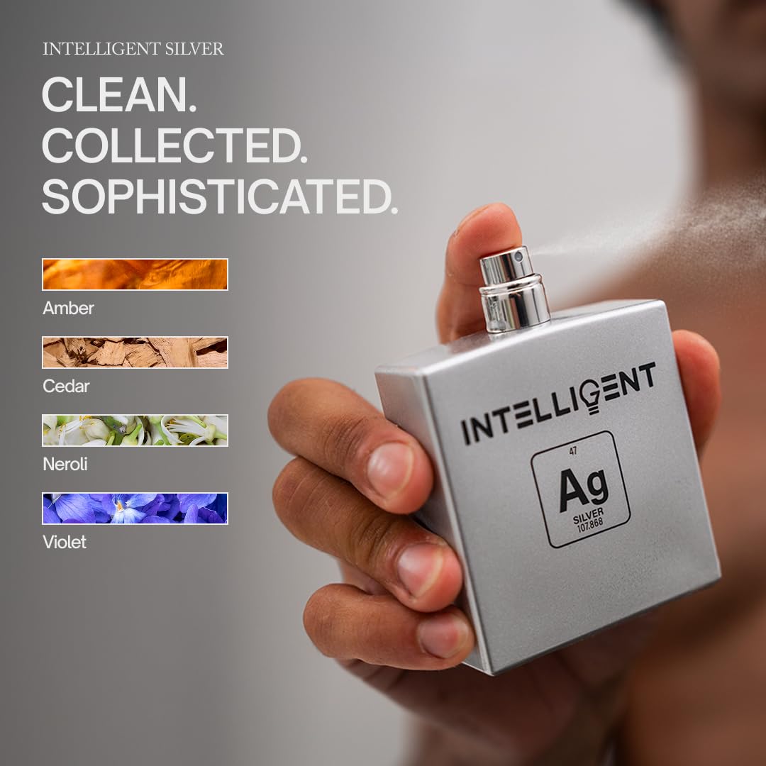 Intelligent Silver Eau de Parfum | Cologne for Men | Clean, Collected, and Sophisticated | 3.4 Fl Oz (100 mL)