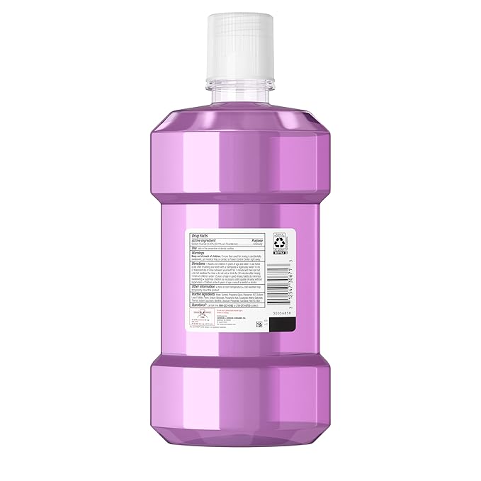 Listerine Total Care Alcohol-Free Anticavity Mouthwash, 6 Benefit Fluoride Mouthwash for Bad Breath and Enamel Strength, Fresh Mint Flavor, Twin Convenience Pack, 2 x 1 L