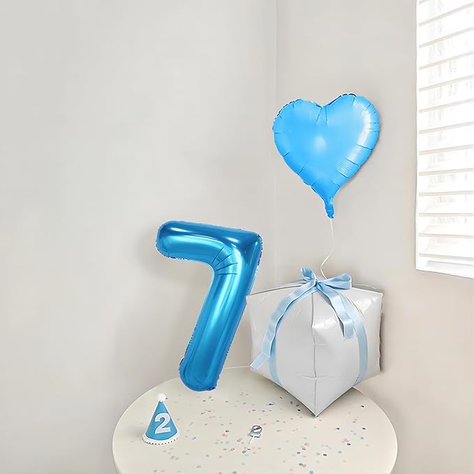40 Inch Blue Number Balloons, Helium Mylar Foil Number Balloons for Birthdays, Number 7 Balloon for Party Wedding Birthday Bridal Shower Graduation Anniversary Celebration Party Decorations Supplies