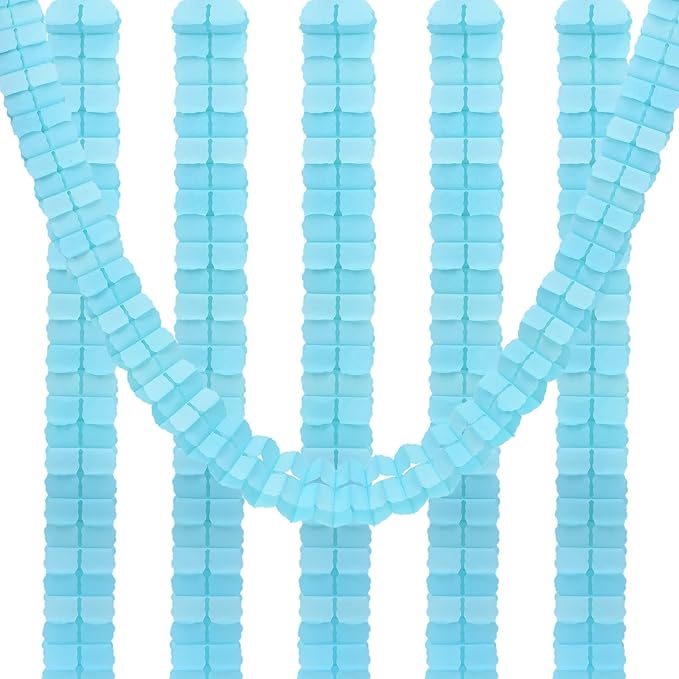 PATIKIL 9.8ft Four-Leaf Garland, 6 Pack Tissue Paper Hanging Flower Garland Reusable Streamers for Party Wedding Backdrop Decorations, Mint Green