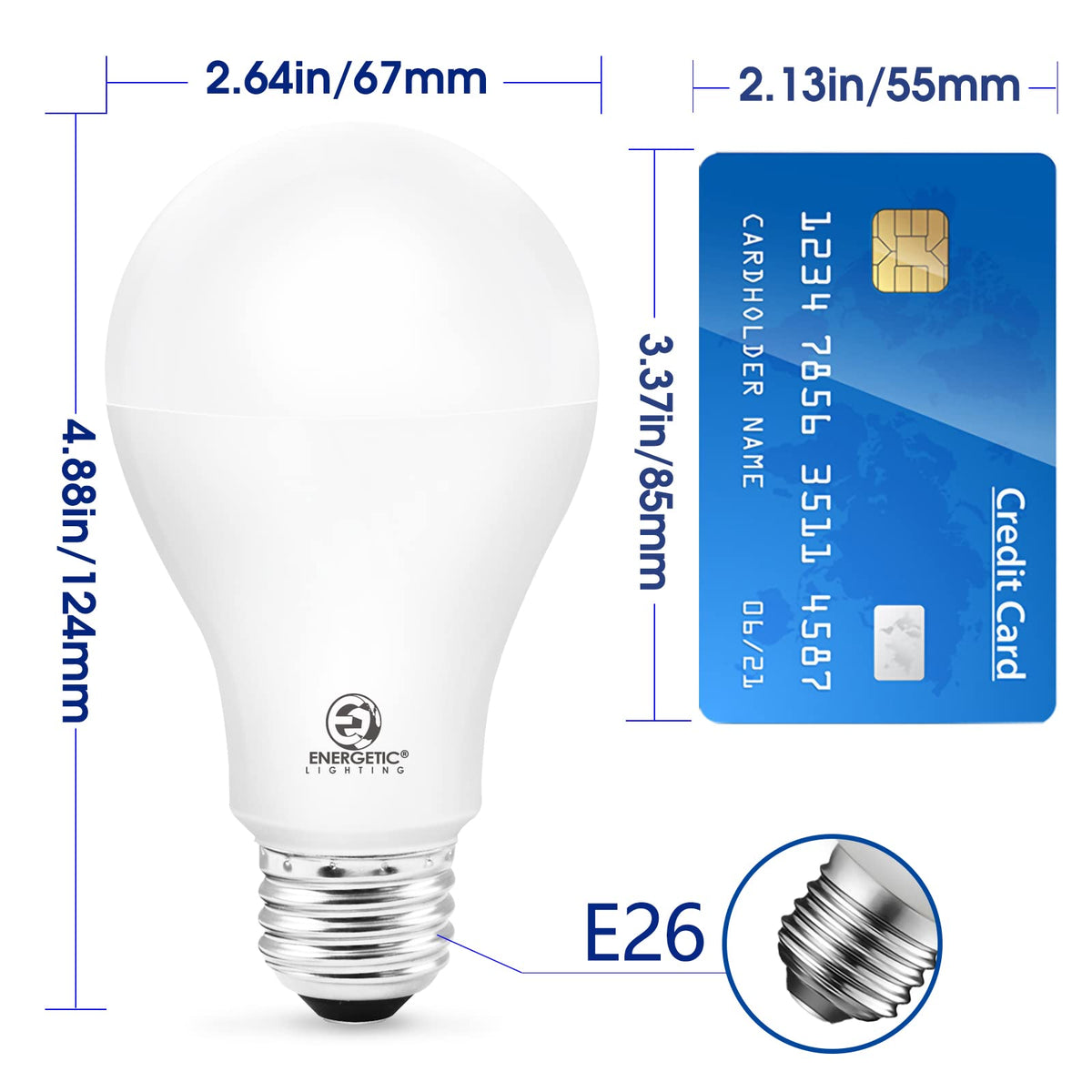E ENERGETIC LIGHTING 150 Watt LED Bulb, 2600LM Super Bright Light Bulbs, Daylight 5000K, Dimmable A21 LED Bulb, E26 Standard Base, UL Listed, Damp Rated, 2 Pack