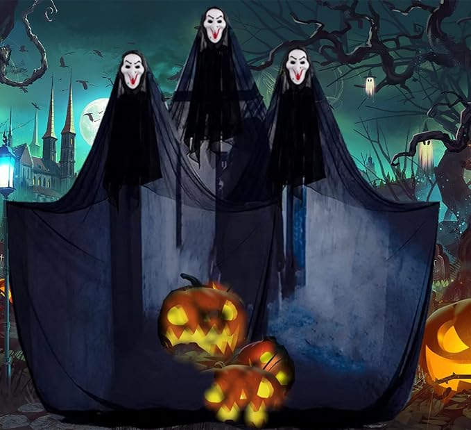 Halloween Black Creepy Cloth 315 x 79 inch Spooky Halloween Decoration for Haunted Houses Outdoor Party Supplies