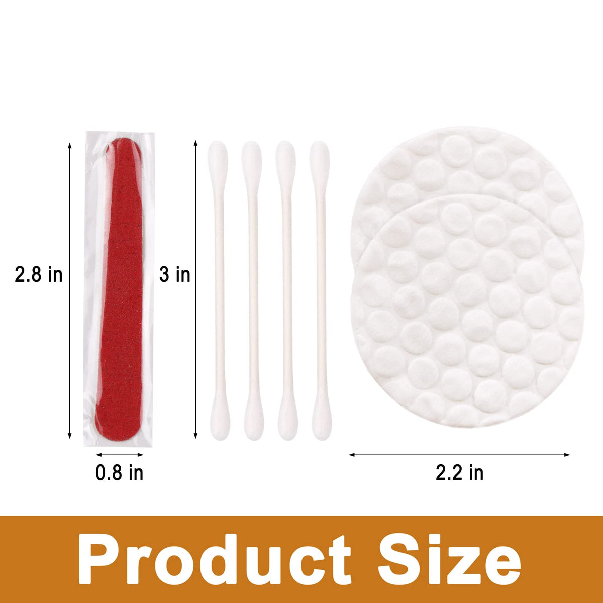 200 Pack Hotel Vanity Kit Individually Wrapped, Bulk Hotel Amenities Kit, Hotel Hospitality Set, Hygiene Products Include Cosmetic Cotton Pads, Cotton Swabs, Nail File (Paper Sticks)