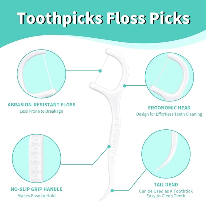 500 Count Floss Picks Individually Wrapped,Portable Flossers for Adults,Suitable for Oral Care in Restaurants, Travel, Hotels and Offices