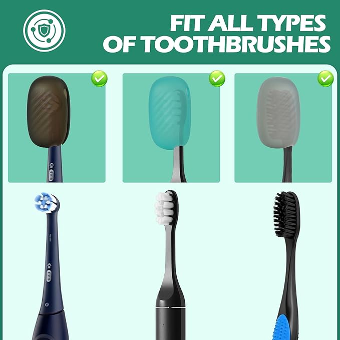 6 Packs Silicone Toothbrush Covers, Tooth Brush Cover Cap for Electric & Manual Toothbrush Heads