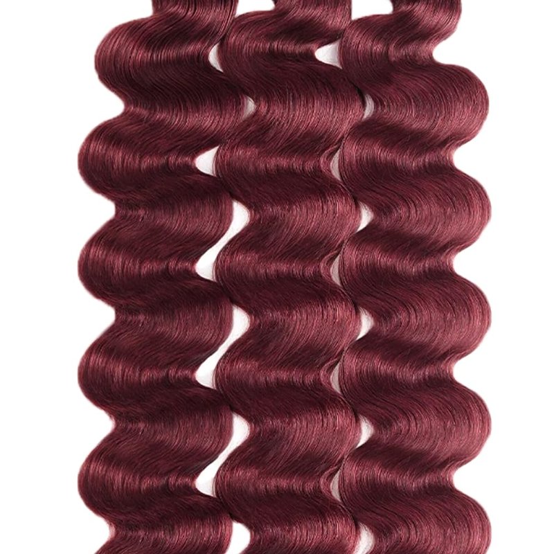 99J Human Hair Bundles Burgundy Body Wave Bundles Human Hair 16 18 20 Inch Unprocessed Brazilian Virgin Hair Wine Red Bundle Soft Hair Extensions 150g