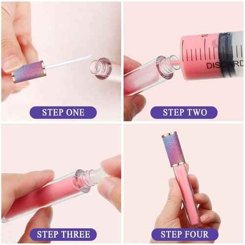 AMORIX 15ml Pink Cap Lip Gloss Tubes + 50pcs Lip Gloss Tubes with Wand
