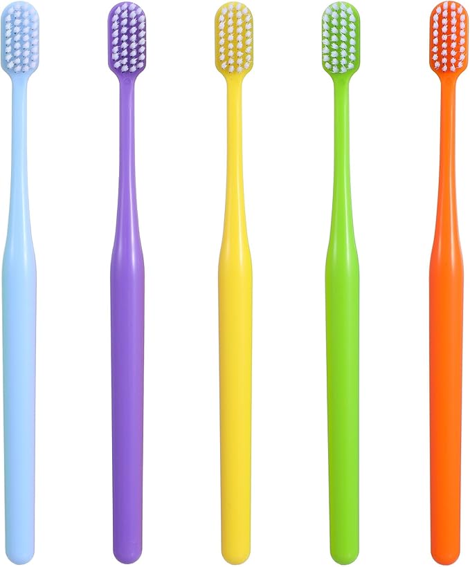 COMNICO 5 Pack Classic Manual Toothbrush Soft Bristles Clean Tooth Brush with Ergonomic Plastic Handle for Adults and Kids, Colorful