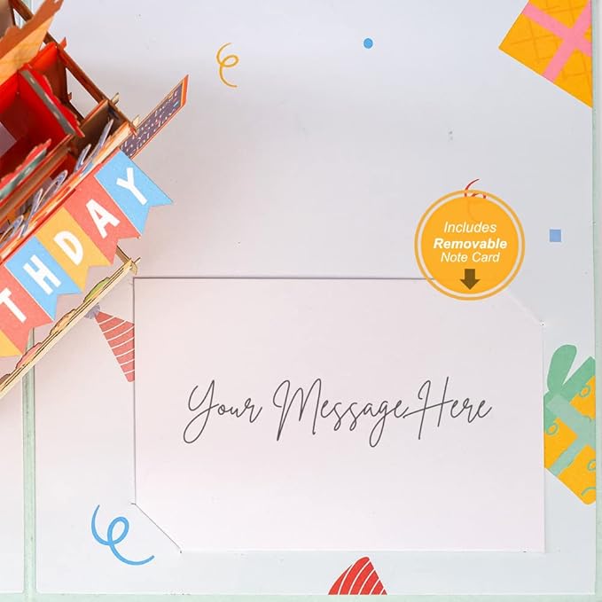 Paper Love Happy Birthday Card, 3D Ice Cream Truck Pop Up Birthday Card, For Boys and Kids - 5"x7" Cover - Includes Envelope and Note Tag