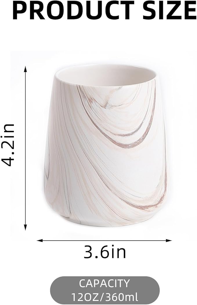2Pcs Toothbrush Holder for Bathroom - Marble Brown Ceramic Tooth Brushing Holders Set, Toothbrush Cup & Toothpaste Organizer for Bathroom Countertop, Makeup Brush Holder, Pen Holder for Home Storage
