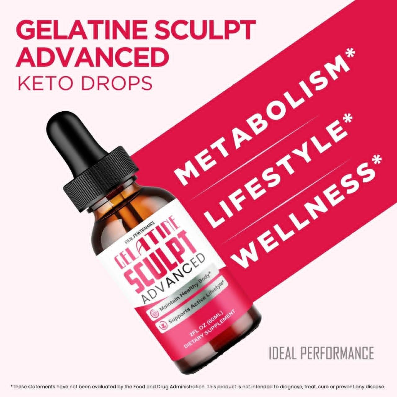 Gelatine Sculpt Drops, Official Gelatine Sculpt Supplement Dropper, All Natural Keto Liquid Droppers, Advanced Formula Sustain Active Lifestyle & Fitness Goals, GelatineSculpt Reviews (3 Pack)