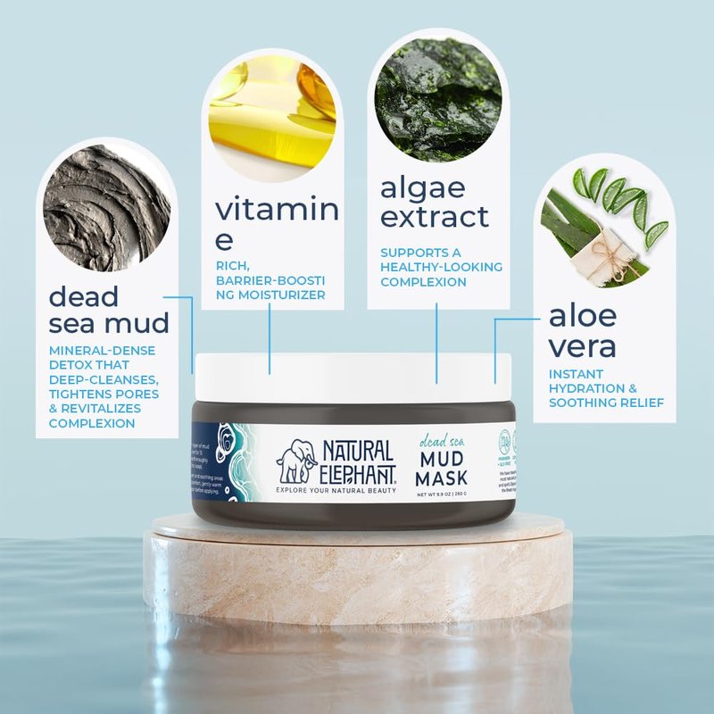 Natural Elephant Dead Sea Mud Mask (40oz (Pack of 4 9.9oz Jars))