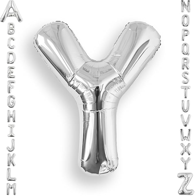 AULE 40 Inch Big Letter Balloon Silver Y Large Foil Helium Alphabet Balloons A-Z for Birthday Anniversary Graduation New Year Party Decoration Supplies
