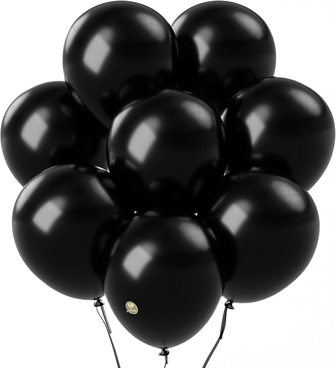 AFTERLOON® Biodegradable Balloons Onyx Black 12 Inch 100 Pack, Matte Color Thickened Extra Strong Latex Helium Float, for Baby Shower Gender Reveal Garland Arch Wedding Birthday Party Decorations