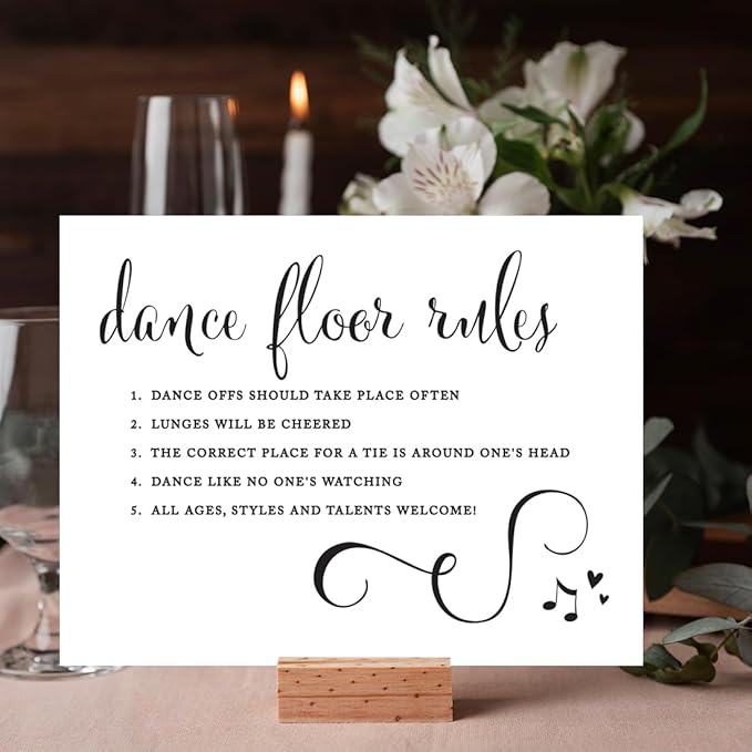 Andaz Press Wedding Party Signs, Formal Black and White, 8.5-inch x 11-inch, Dance Floor Rules, 1-Pack