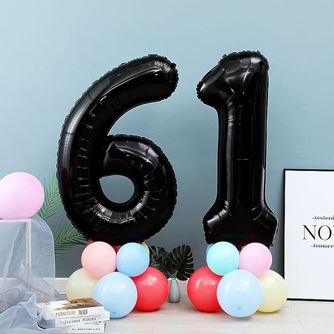 40 inch Black 1 Number Balloon Giant Foil Helium Balloons Black Large Digital Balloon 1 Number 1 Balloons for 1st Birthday Party Decorations Anniversary Events Decoration Supplies