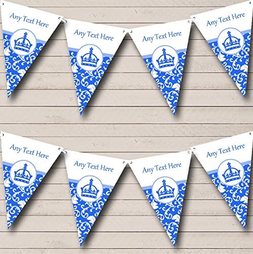 Blue Princess Crown Personalized Birthday Party Bunting - Hanging Party Decoration - Birthday Party Banner Garland | Decorative Party Supplies