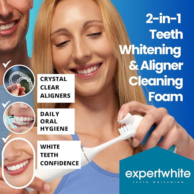 Max HP Foam Aligner & Retainer Cleaner, Teeth Whitening Foam Peroxide Teeth Whitener Foam - freshens Breath, whitens Teeth, eliminates Bacteria, Kills Bad Breath, Suitable Invisalign.