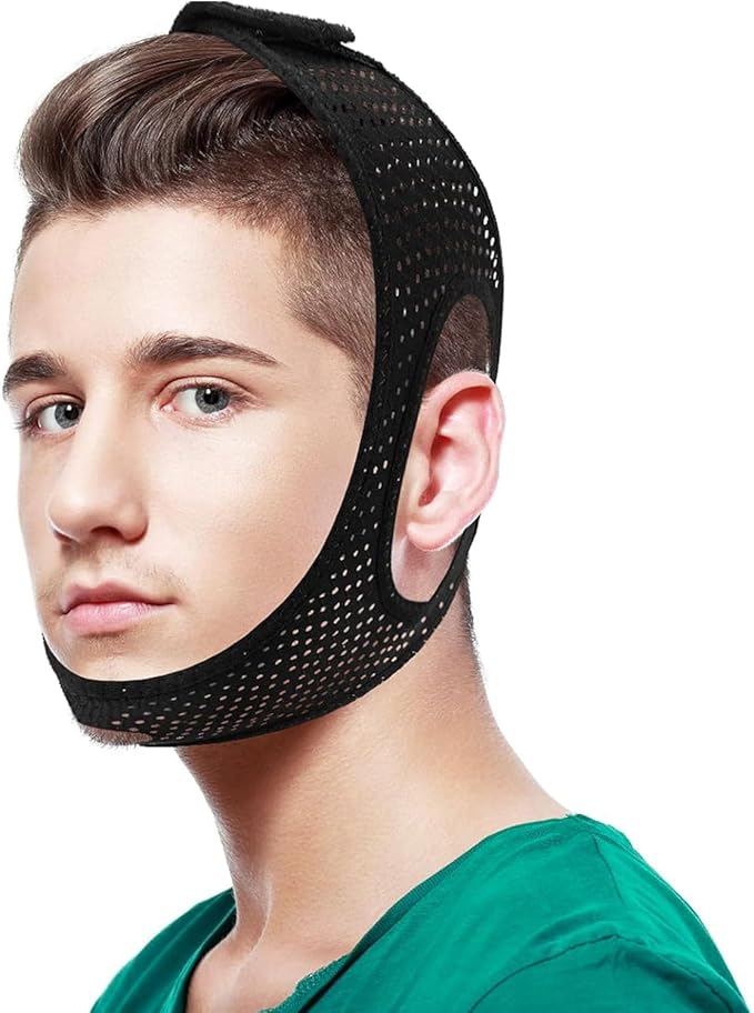 Chin Strap for Sleeping.Anti Snoring Chin Strap for CPAP Users,Adjustable and Breathable Chin Strap,Keep Mouth Closed for Effectively Reduce Snoring,Don't Fade,Skin Friendly Comfortable Sleeping