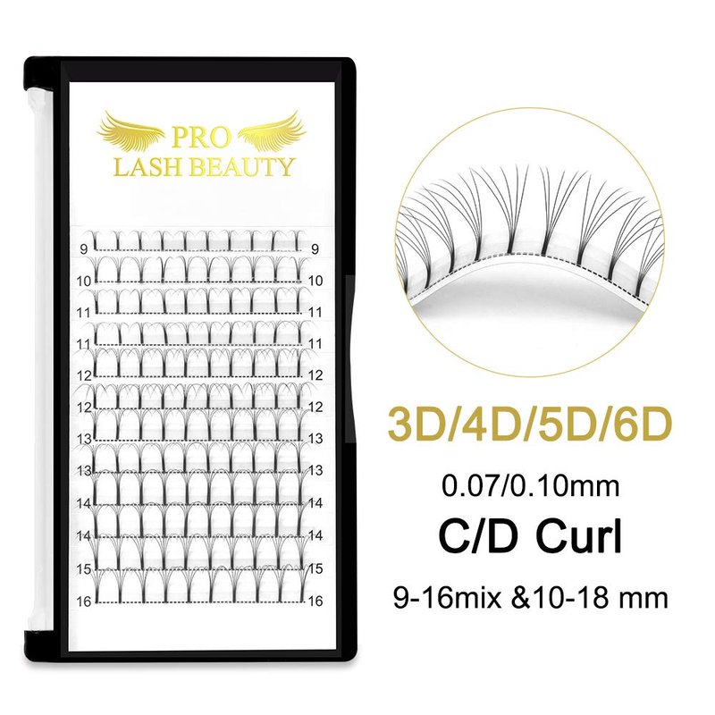 Premade Volume Eyelash Extensions 5D-D-0.10-17 Long Stem Premade Fans Eyelash Extensions .07 .10 Premade Volume Fans Volume Lash Extensions C D Curl(5D-D-0.10,17 mm)