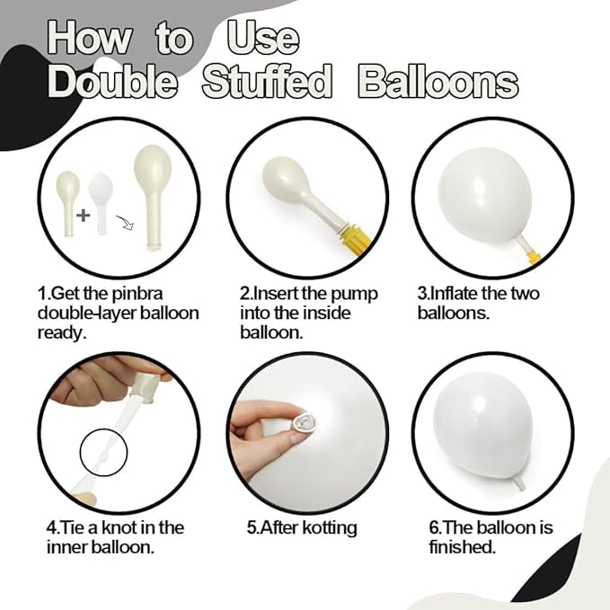 Black White Balloon Arch, Double Stuffed Pearl White Black Bow Balloon Garland Cream Ivory Sand Latex Balloons for Birthday Wedding Bridal Shower Engagement New Year Party Decorations