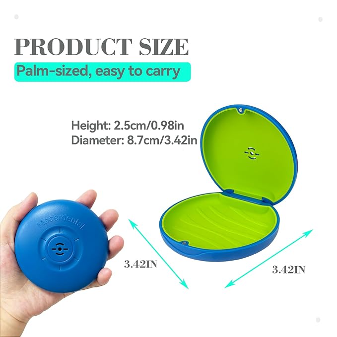 2 Pack Retainer Case,Aligner Case with Vent Holes, Compatible with Invisalign, Mouth Guard Cases，Portable Slim Travel Cute Orthodontic Retainer Cases (Blue Green)