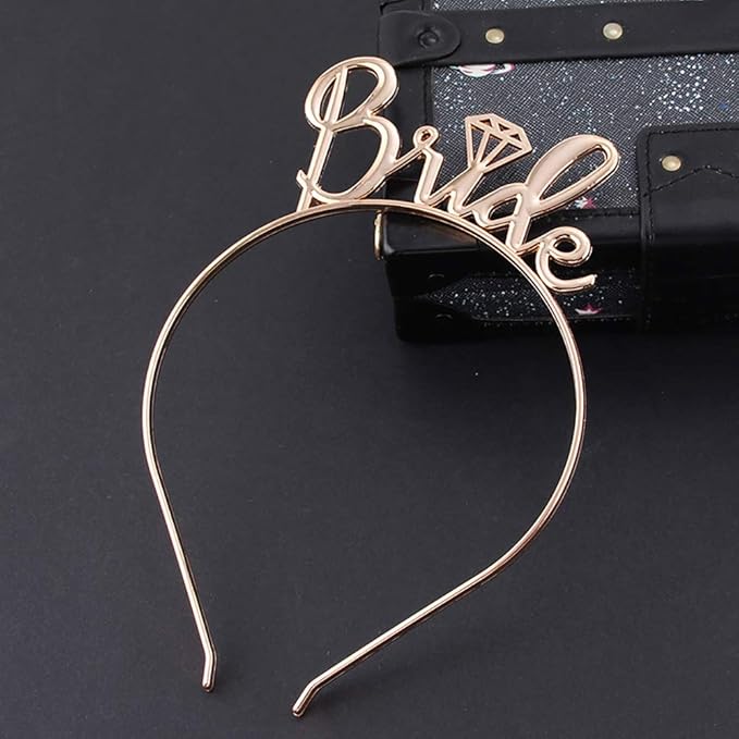 Delphinus Bride to Be Set, 3pack Bride to Be Sash & Headband Tiara & Shoulder Length Veil Bachelorette Party Supplies Bridal Shower Decoration Accessories