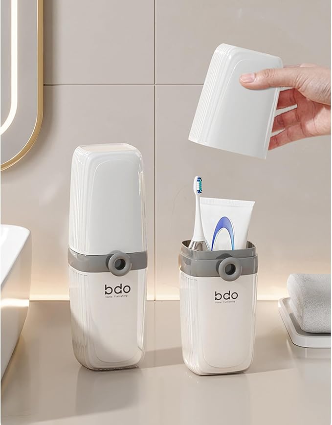 Toothbrush Travel Case Portable White Toothbrush Holders with Cover Leakproof Toothbrush & Toothpaste Holder for Traveling School Camping Business Trip Bathroom