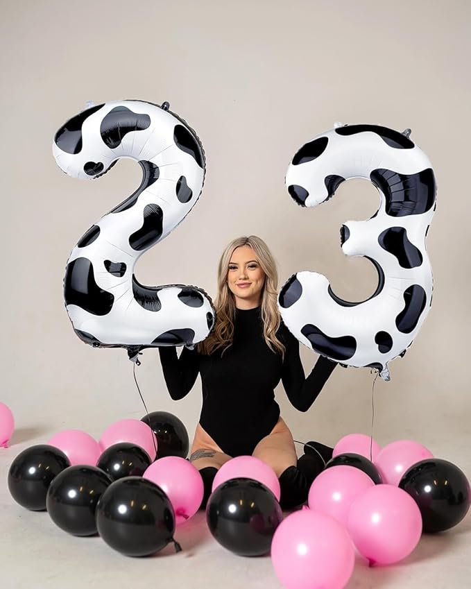 Cow Print Number Balloons, Large Foil Number 2 Balloon 40 Inch Cow Balloon for Boys Girls Birthday Decoration Cow Themed Birthday Party Decorations Farm Animal Party Supplies