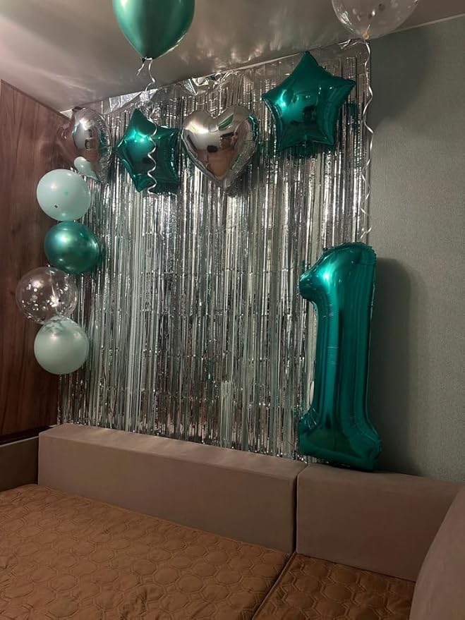 Teal Number 1 Balloon for First Birthday 40 Inch, 1st One Number Balloons Birthday Decorations for Girl Boy Toddler Baby