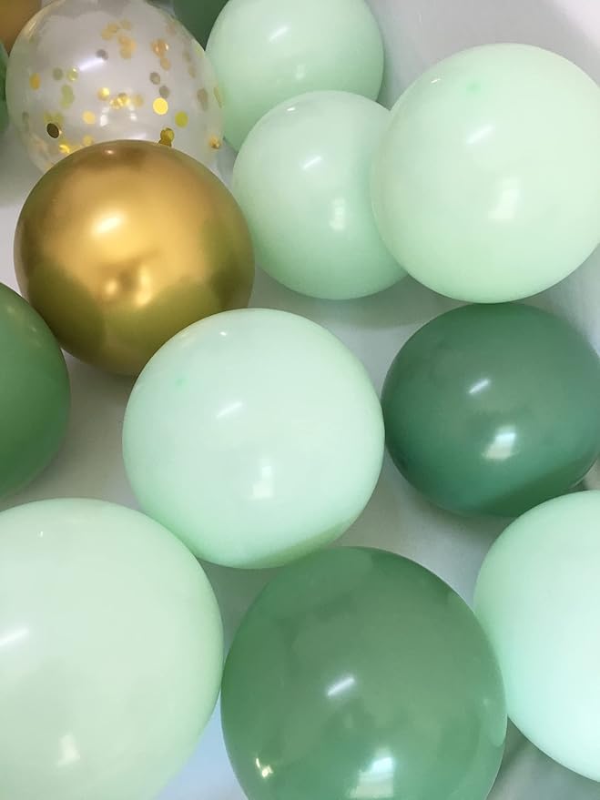 Matte Sage Green Gold Balloons – Light Mint Olive Green Balloons for Wedding Neutral Baby Shower Birthday Party Supplies 60 packs (Sage green + gold)