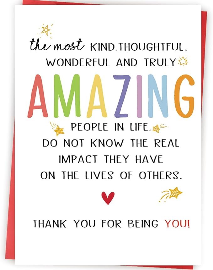 Cute Thank You Card for Best Friend Bestie, Appreciation Gifts for Teacher Boss Coworker Doctor, Sweet Friendship Card for Him Her