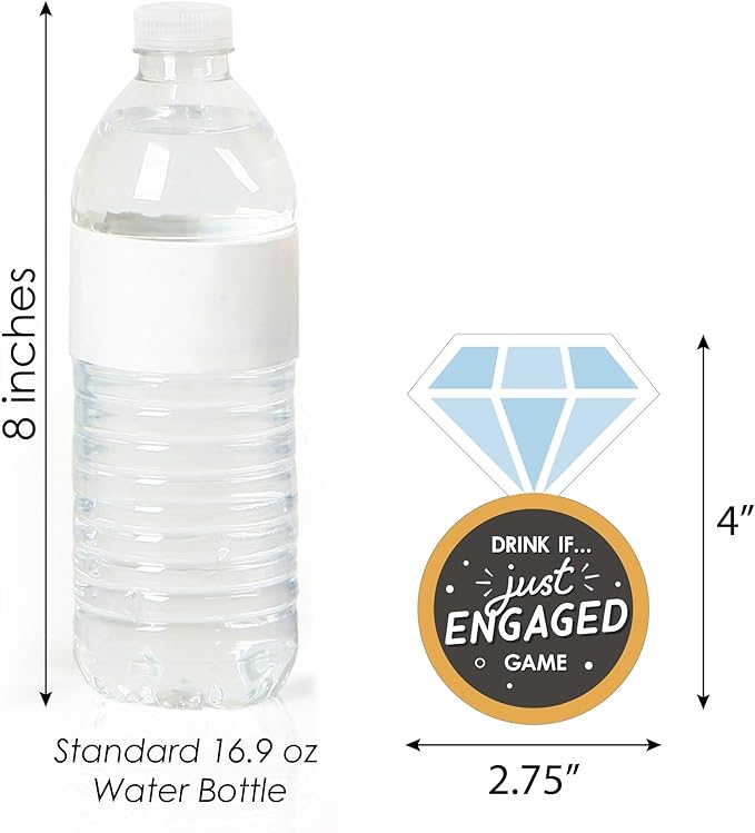 Big Dot of Happiness Drink If Game - Just Engaged - Black and White - Engagement Party Game - 24 Count