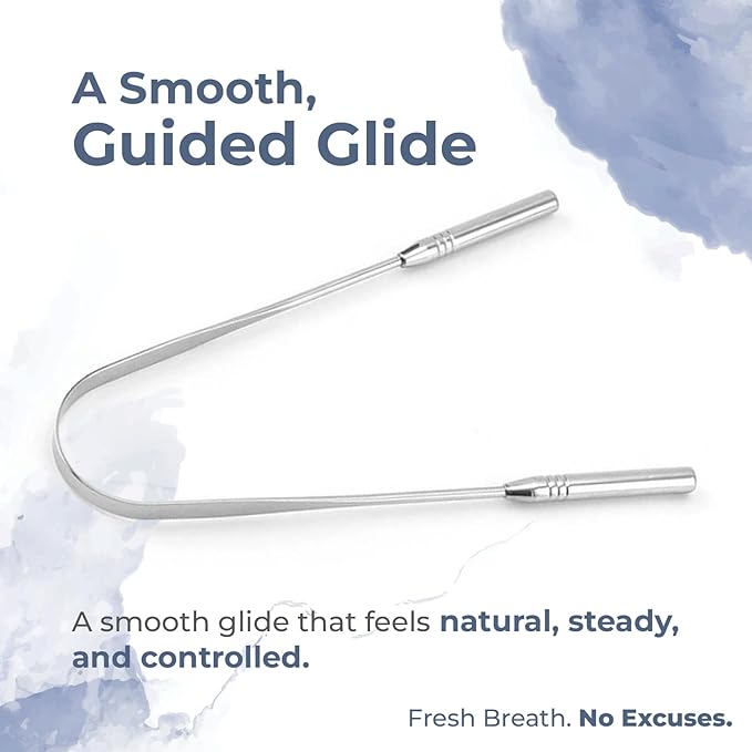 Dr. White’s Precision Tongue Care™ Collection – Dual Grip Tongue Cleaner, Premium 304 Medical-Grade Stainless Steel Tool for Enhanced Control & Daily Oral Care