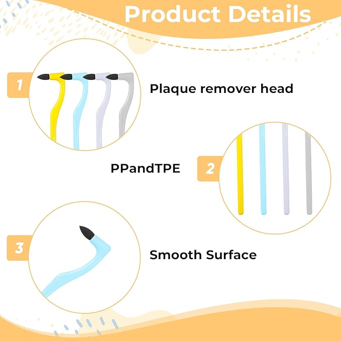 4 Pcs Tooth Stain Eraser Removers Dental Plaque Tartar Eraser Polisher Professional Dental Picks Tooth Stain Remover Tool For Teeth Whitening Polishing Adult Oral Care (4 Color)
