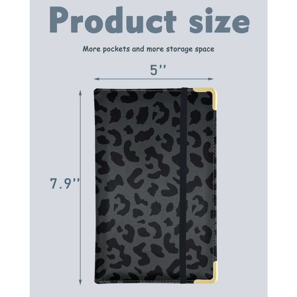 YeeCASE Server Book with Zipper Pocket, High Volume, Expandable Server Book, Money Pocket and Fold, Restaurant Waitstaff Organizer Fit Server Apron with High Volume Pocket (Leopard-Black)