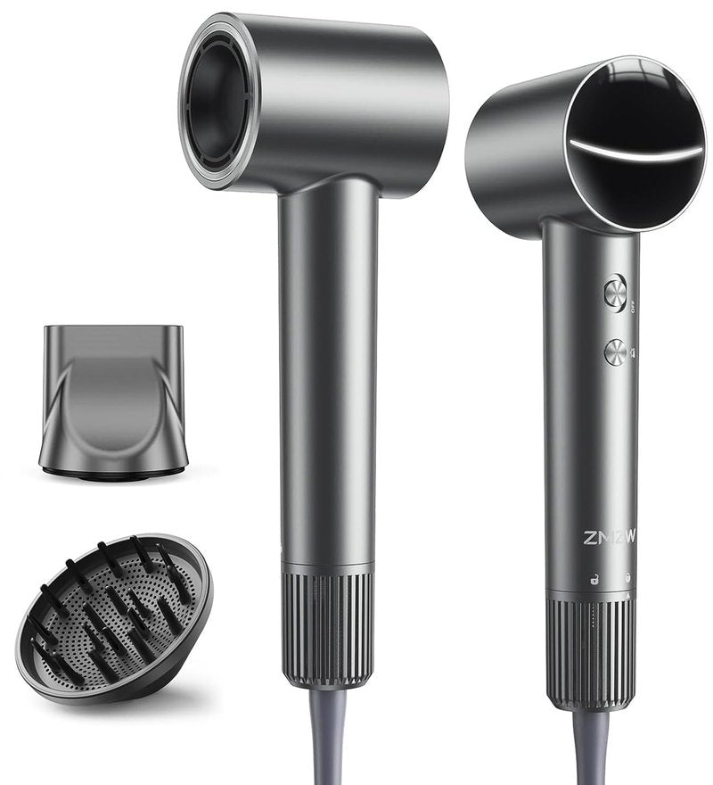 High Speed Ionic Hair Dryer, 160,000 RPM Professional Brushless Motor Blow Dryer for Fast Drying, 500M Negative Ions for Frizz-Free Shine, Quiet & Lightweight with Magnetic Diffuser & Nozzle